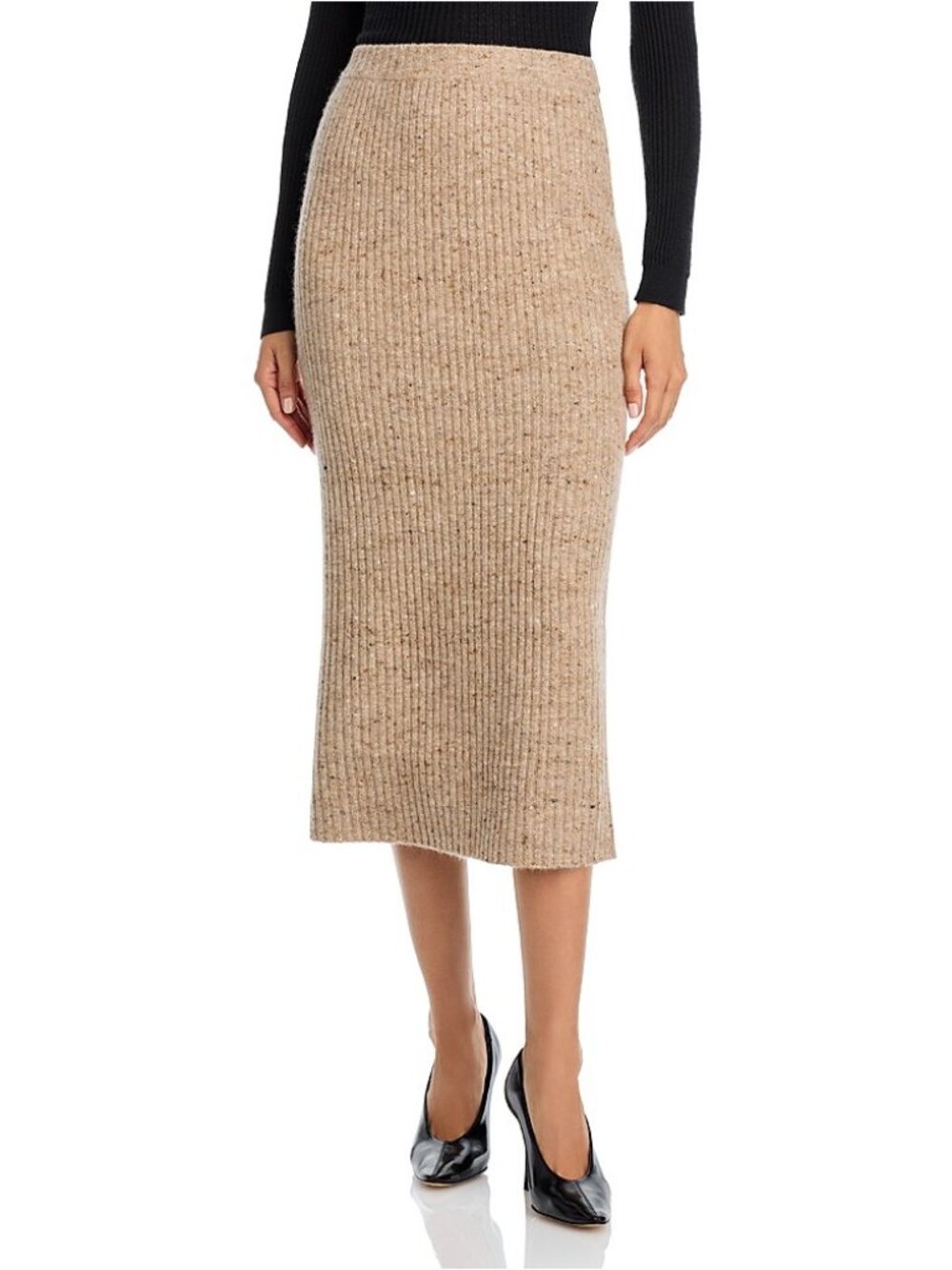 CO Wool Cashmere Ribbed Midi Skirt Antelope Size S NWT